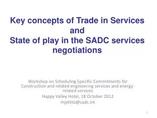 Workshop on Scheduling Specific Commitments for Construction and related engineering services and energy-related serv