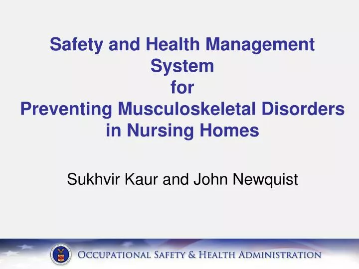 safety and health management system for preventing musculoskeletal disorders in nursing homes