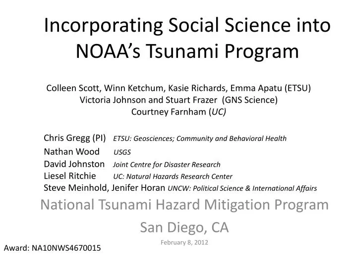 incorporating social science into noaa s tsunami program