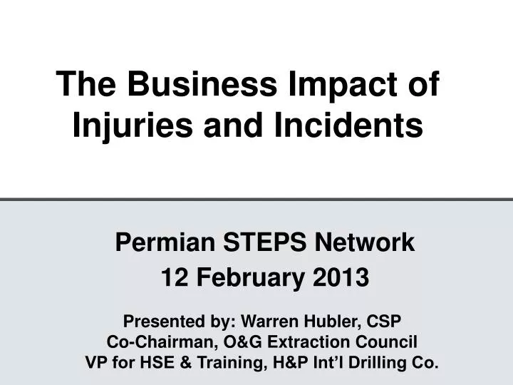 the business impact of injuries and incidents