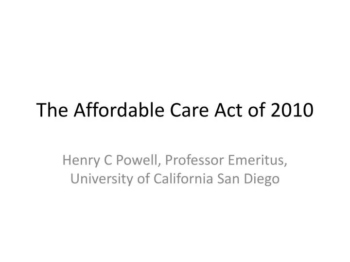 the affordable care act of 2010