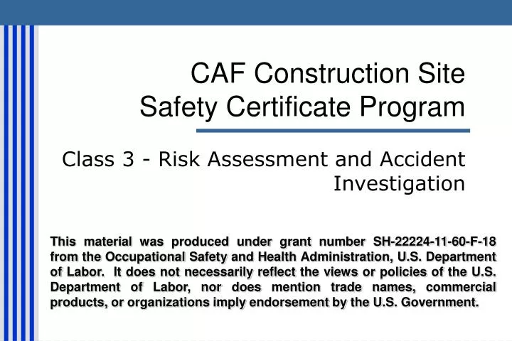 caf construction site safety certificate program