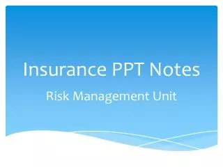 Insurance PPT Notes