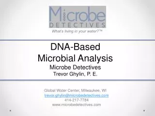 DNA-Based Microbial Analysis Microbe Detectives Trevor Ghylin, P. E .