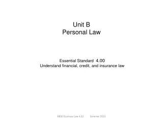 Unit B Personal Law