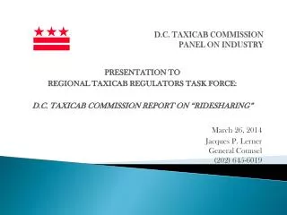 D.C . TAXICAB COMMISSION panel on industry