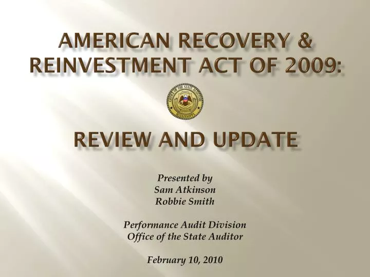 american recovery reinvestment act of 2009 review and update