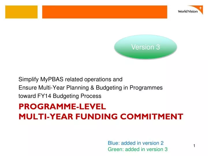 programme level multi year funding commitment