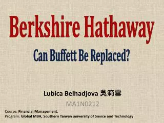 Berkshire Hathaway Can Buffett Be Replaced?