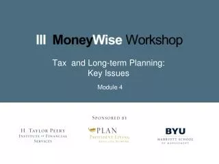 Tax and Long-term Planning: Key Issues