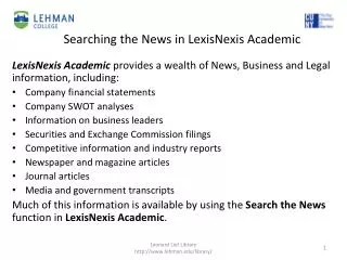 Searching the News in LexisNexis Academic
