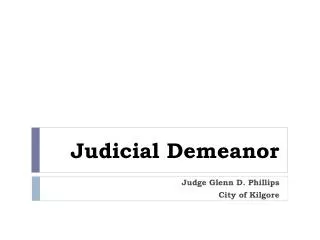 Judicial Demeanor