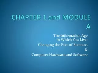 CHAPTER 1 and MODULE A