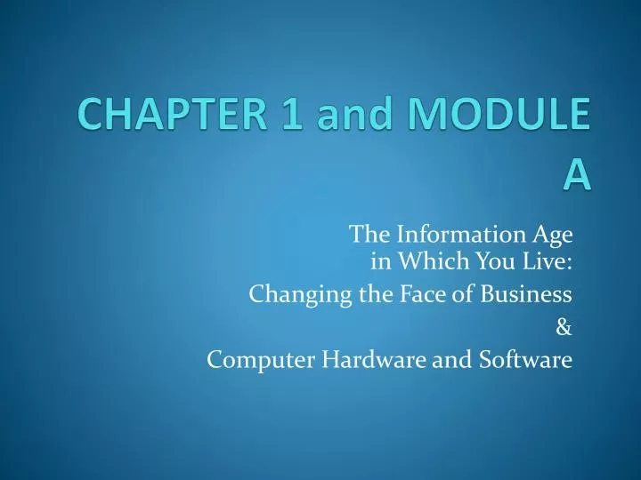 chapter 1 and module a