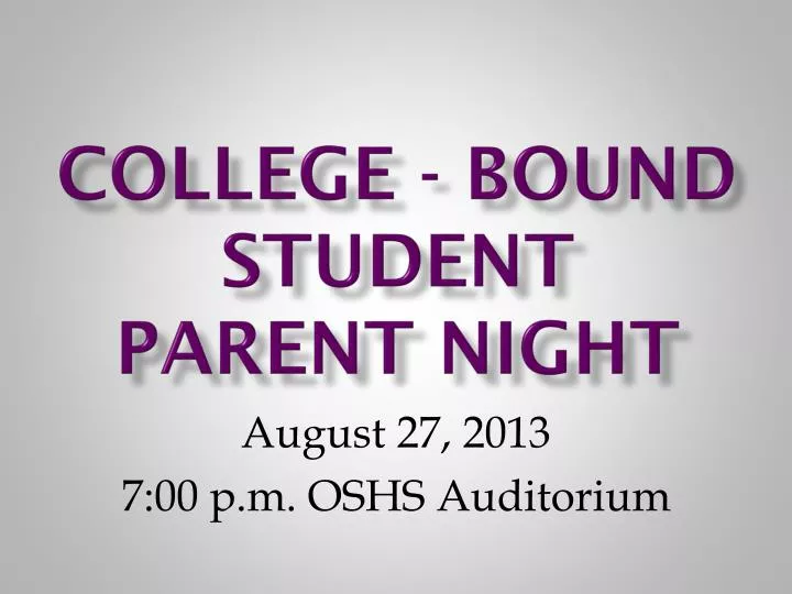 college bound student parent night