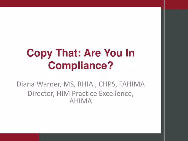 copy that are you in compliance