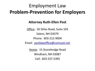 Employment Law Problem-Prevention for Employers