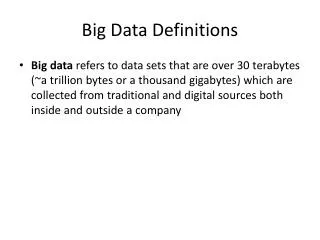 Big Data Definitions