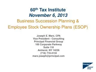 Business Succession Planning &amp; Employee Stock Ownership Plans ( ESOP)