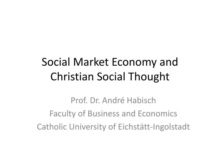 social market economy and christian social thought