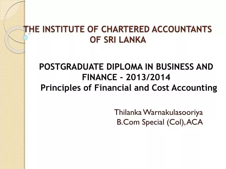 the institute of chartered accountants of sri lanka