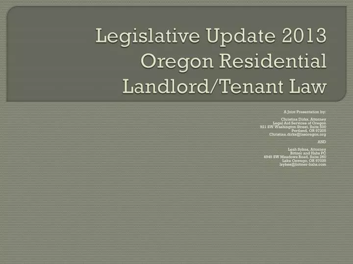 legislative update 2013 oregon residential landlord tenant law