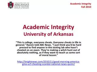 Academic Integrity University of Arkansas