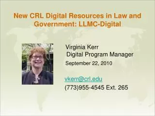 New CRL Digital Resources in Law and Government: LLMC-Digital
