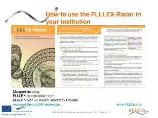 How to use the FLLLEX-Radar in your institution