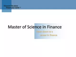 Master of Science in Finance