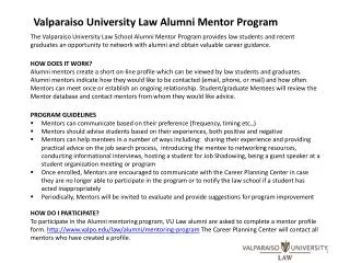 Valparaiso University Law Alumni Mentor Program