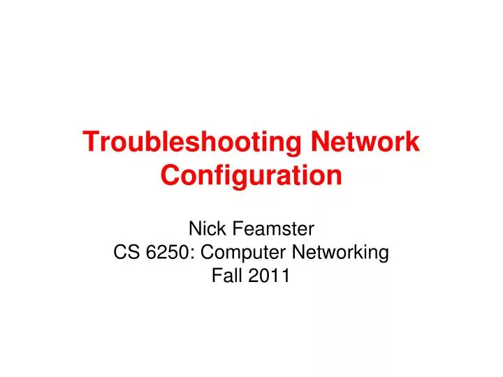 troubleshooting network configuration