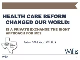 Health Care Reform Changed our World: Is a Private Exchange the Right Approach for Me?