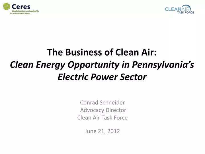 the business of clean air clean energy opportunity in pennsylvania s electric power sector