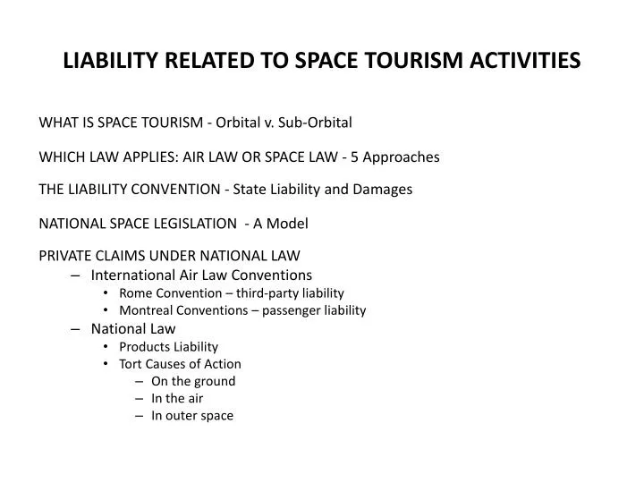 liability related to space tourism activities