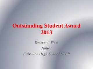 Outstanding Student Award 2013