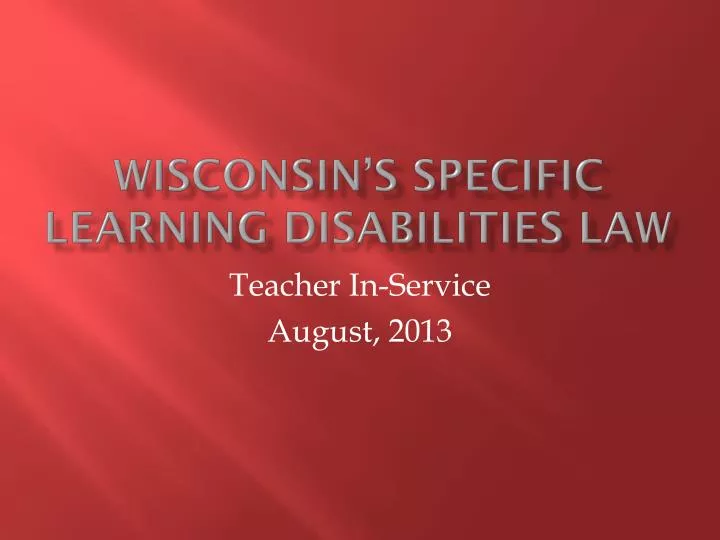 wisconsin s specific learning disabilities law