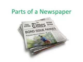 parts of a newspaper