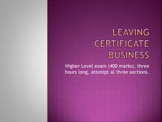 Leaving certificate business