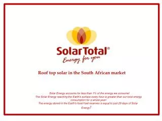 Roof top solar in the South African market