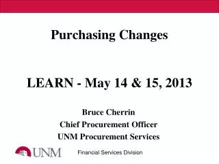 Purchasing Changes LEARN - May 14 &amp; 15, 2013