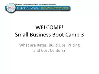 WELCOME! Small Business Boot Camp 3