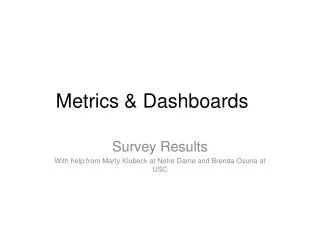 Metrics &amp; Dashboards