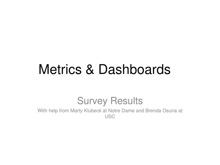 metrics dashboards