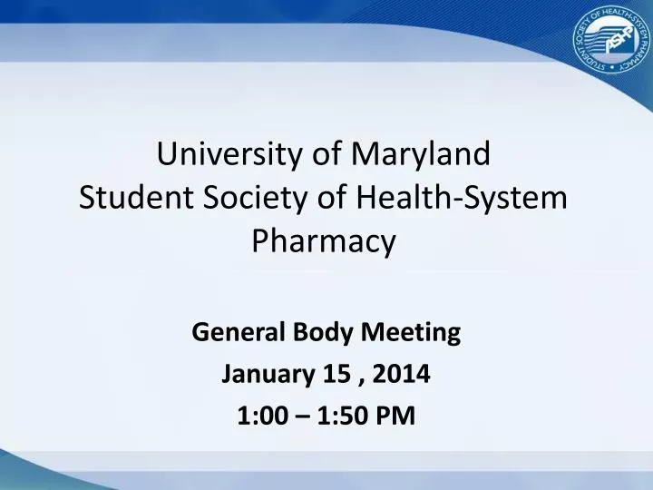 university of maryland student society of health system pharmacy