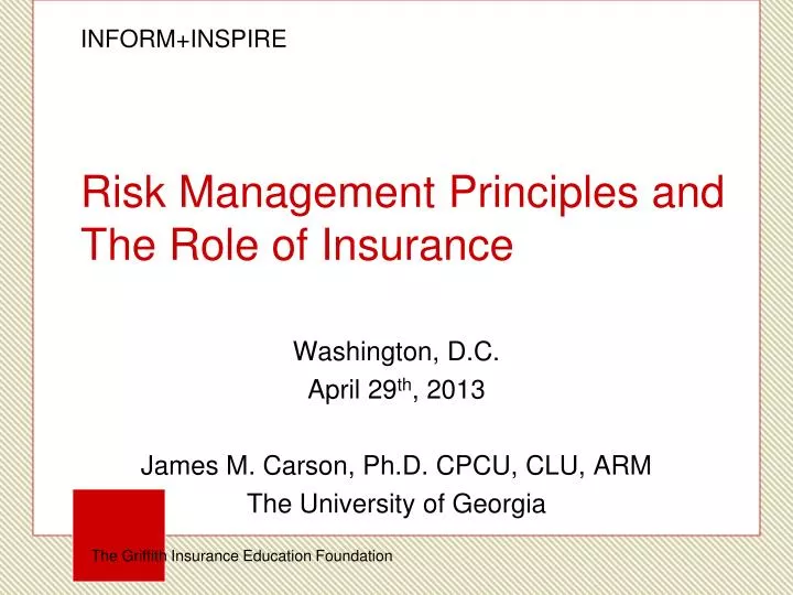 risk management principles and the role of insurance