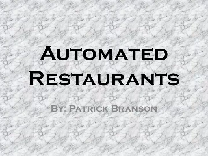 automated restaurants