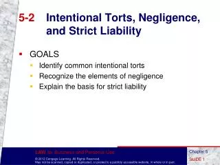 5-2	 Intentional Torts, Negligence, and Strict Liability