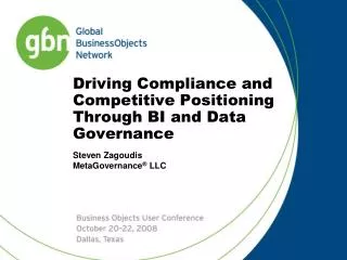 Driving Compliance and Competitive Positioning Through BI and Data Governance