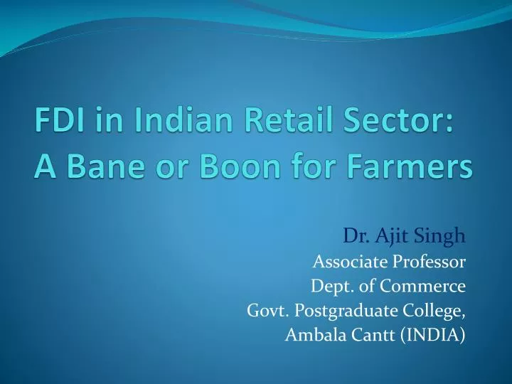 fdi in indian retail sector a bane or boon for farmers
